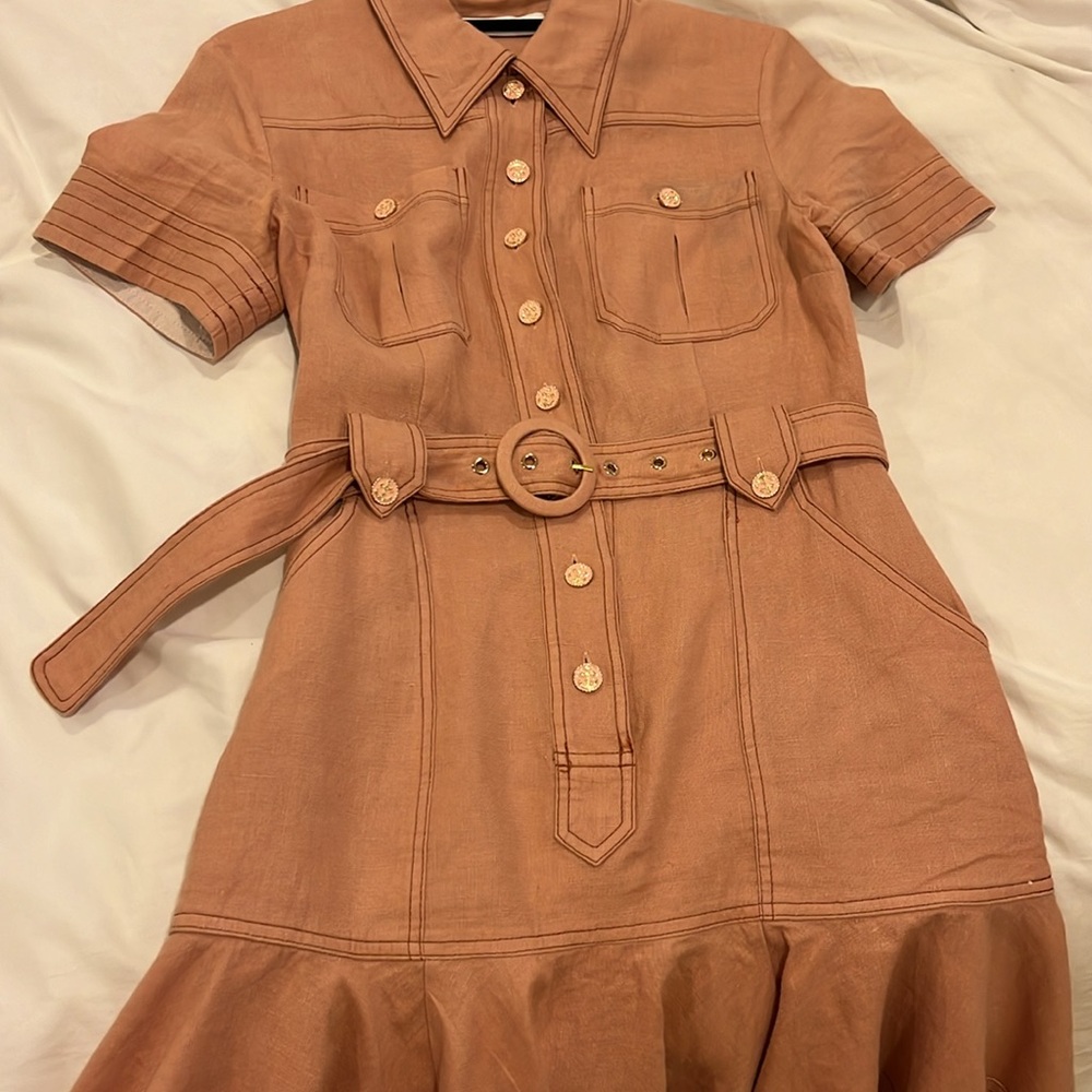 Zimmermann Moonshine Linen Belted Dress, AU0 - Picture 8 of 8
